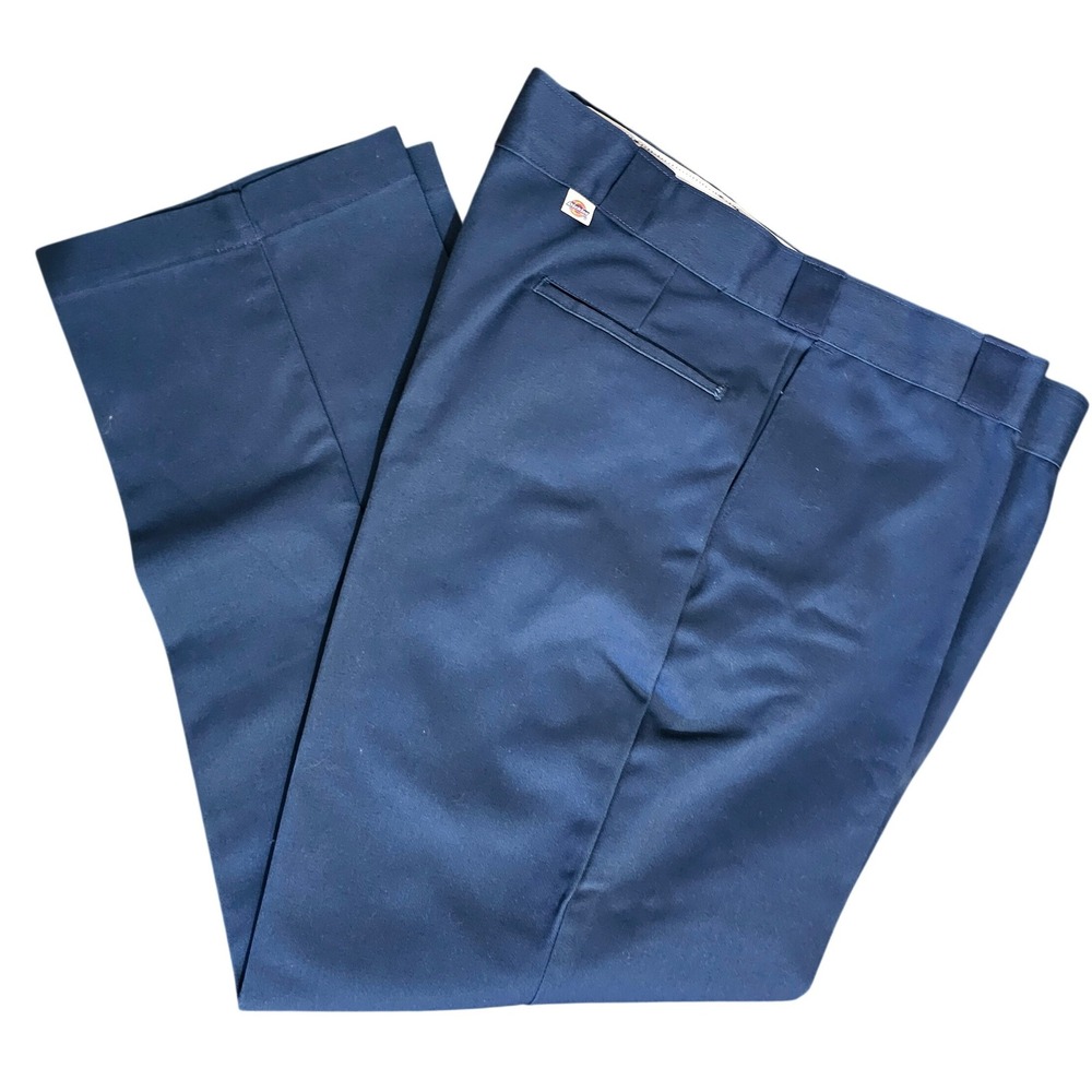 Vintage Dickies 874 Work Pants Navy‎ Blue Straight Leg Made in USA 42x30 Mens